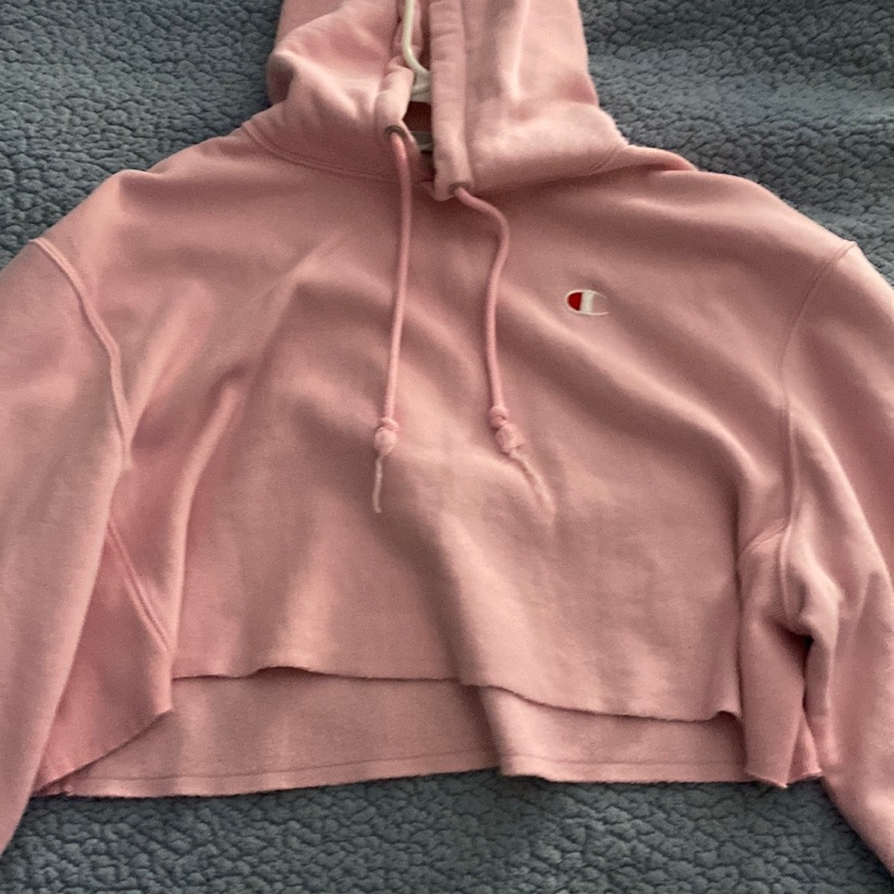 Pink cropped champion hoodie